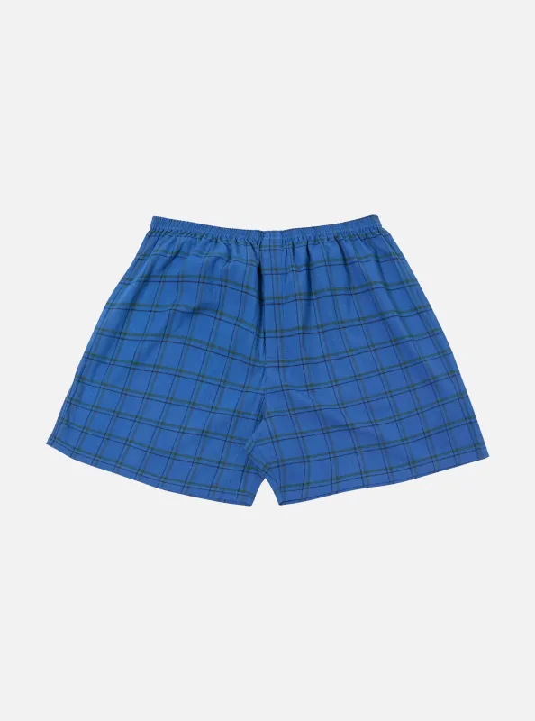 Navy PJ Plaid Boxer Short sold by Universal Works