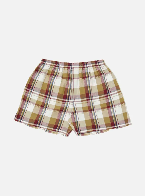 Red/Brown Kip Check Boxer Short sold by Universal Works