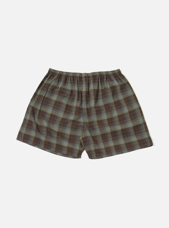 Green Patchwork Madras Boxer Short sold by Universal Works