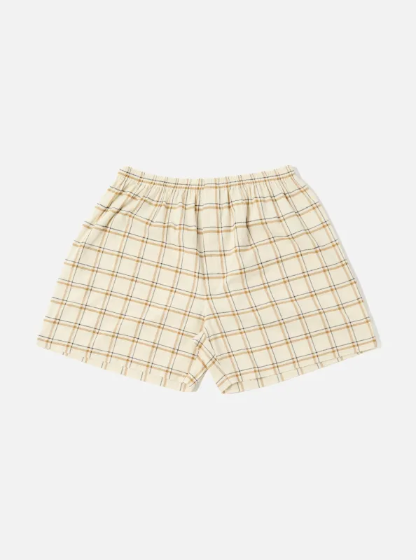 Ecru PJ Plaid Boxer Short sold by Universal Works