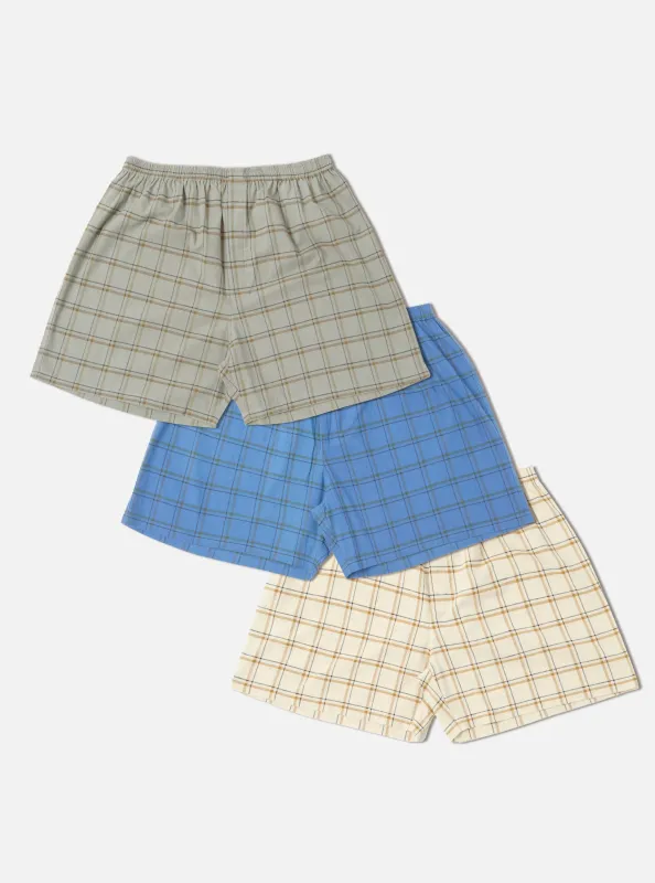 Multi PJ Plaid 3 Pack Boxer Short sold by Universal Works