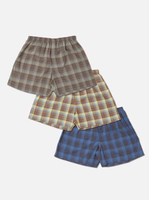 Multi Check 3 Pack Boxer Short made by Universal Works