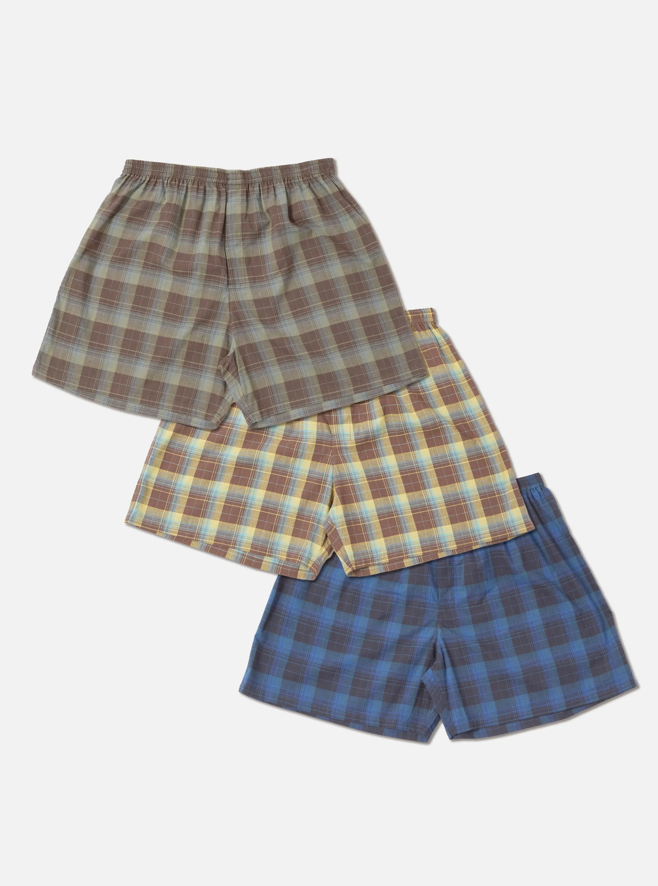 Multi Check 3 Pack Boxer Short sold by Universal Works