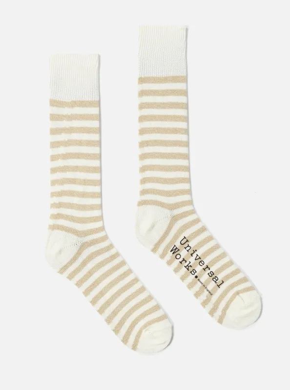 Ecru Cotton Stripe Sock sold by Universal Works