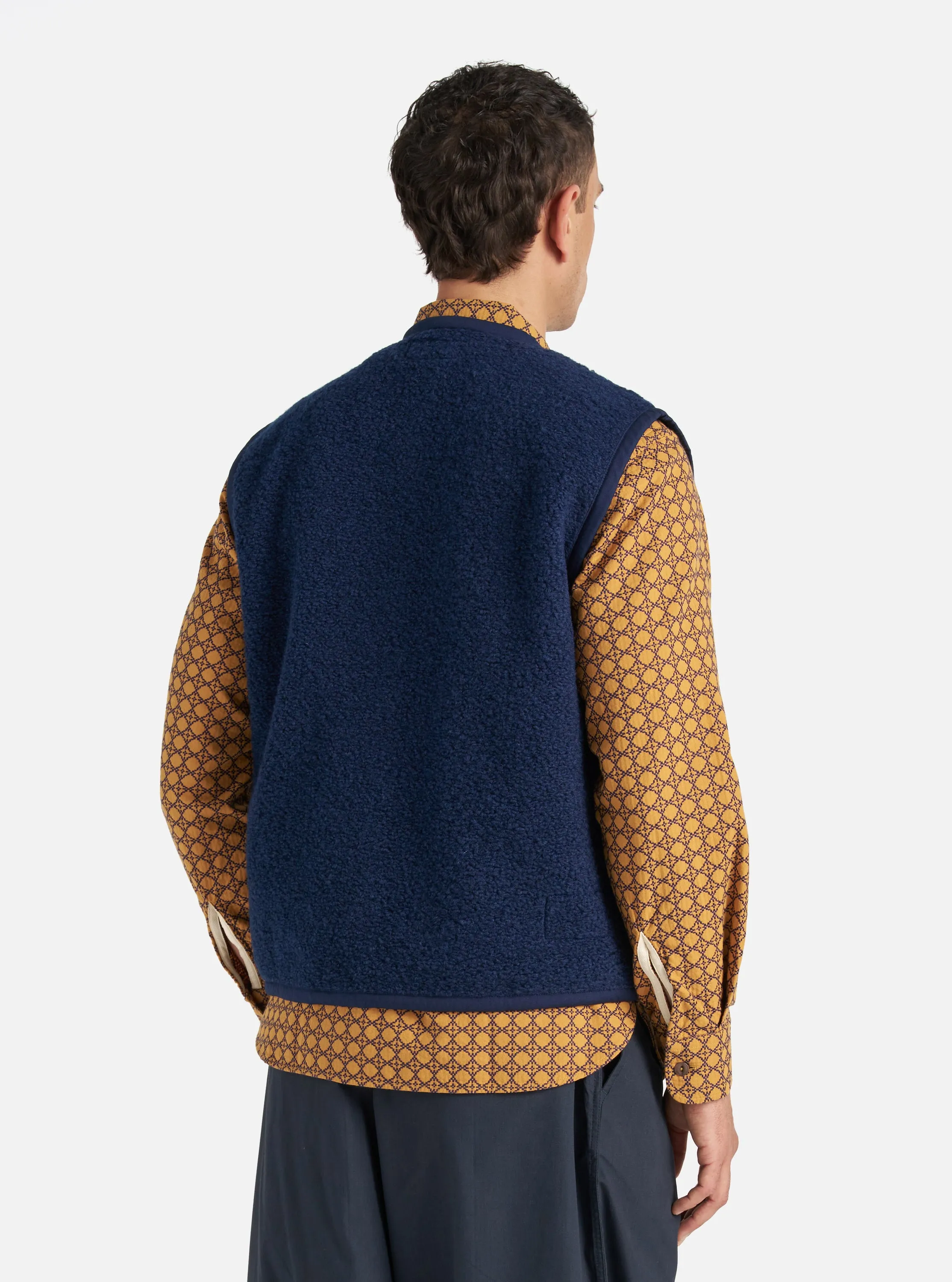 Navy Alvar Fleece Lancaster Gilet sold by Universal Works product image thumbnail 3