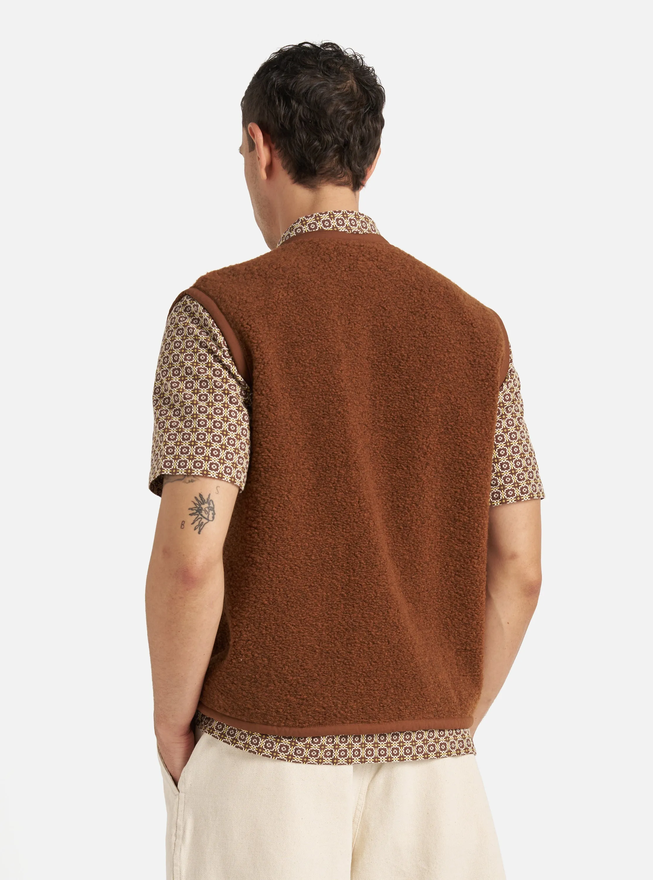 Brown Alvar Fleece Lancaster Gilet sold by Universal Works product image thumbnail 3
