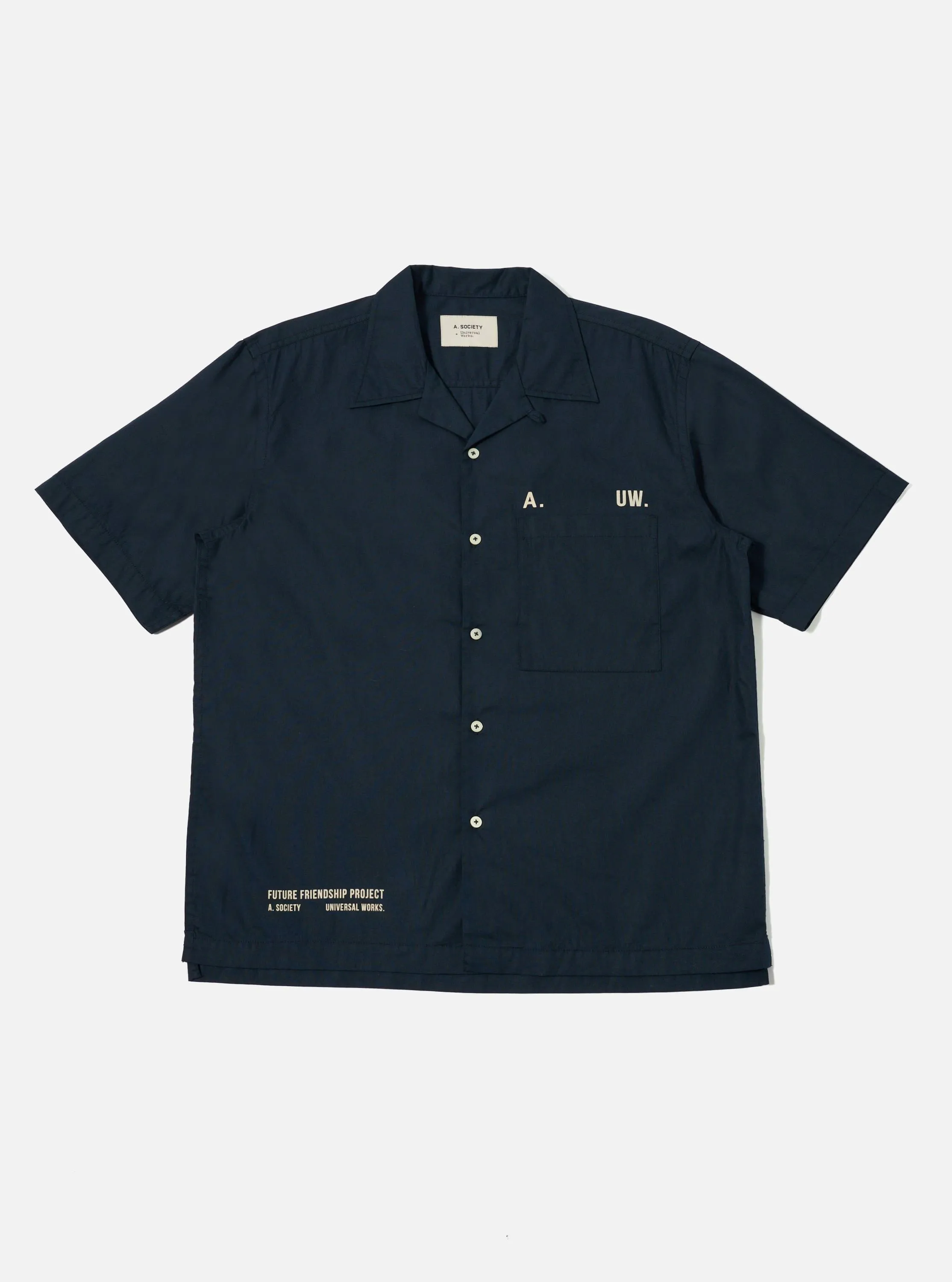 A. SOCIETY x Universal Works Navy Broadcloth Camp Shirt sold by Universal Works