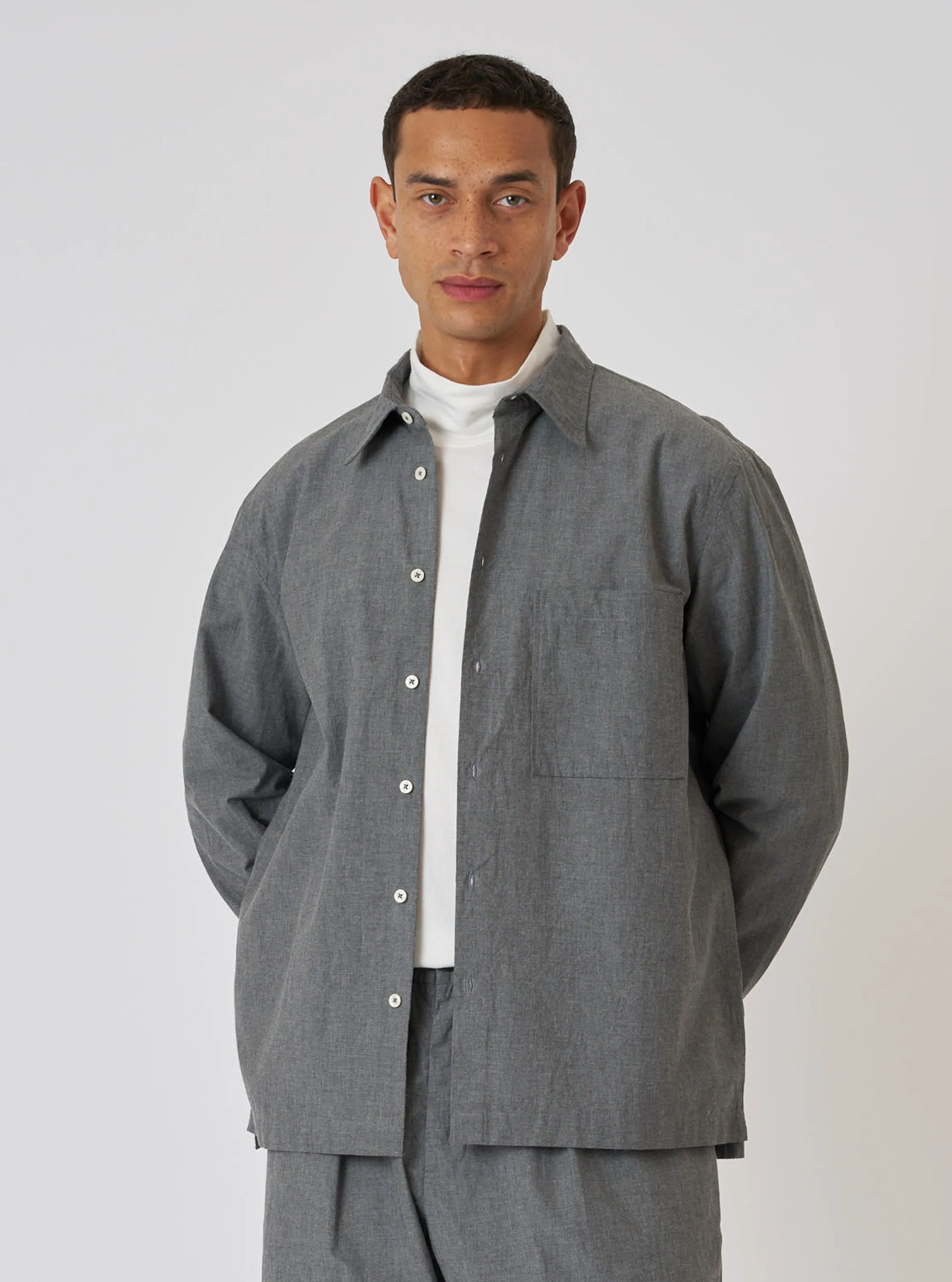 Charcoal Organic Chambray Lucky Shirt sold by Universal Works product image thumbnail 2