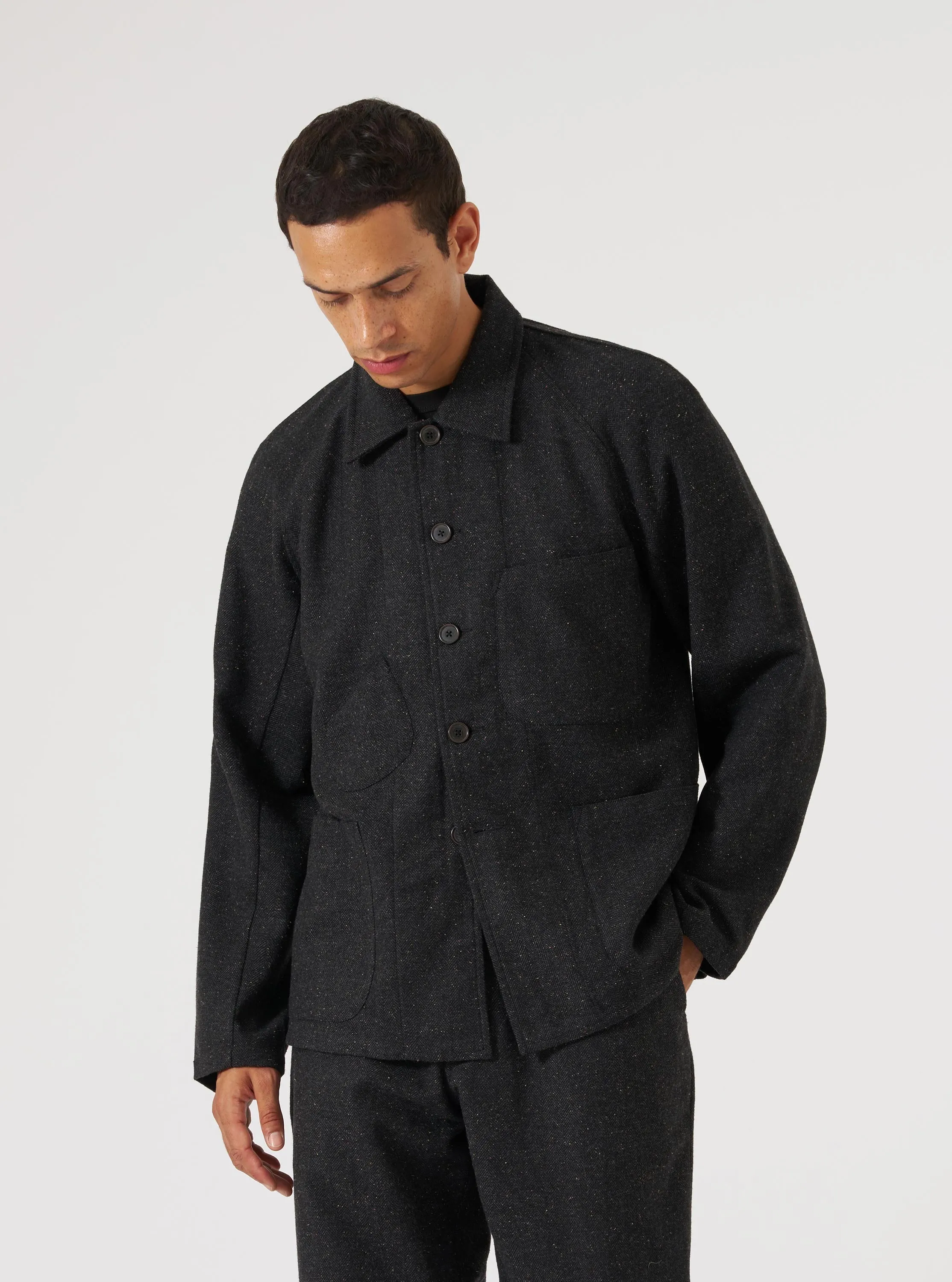 Black Salt N Pepper Tweed Station Jacket sold by Universal Works product image thumbnail 2