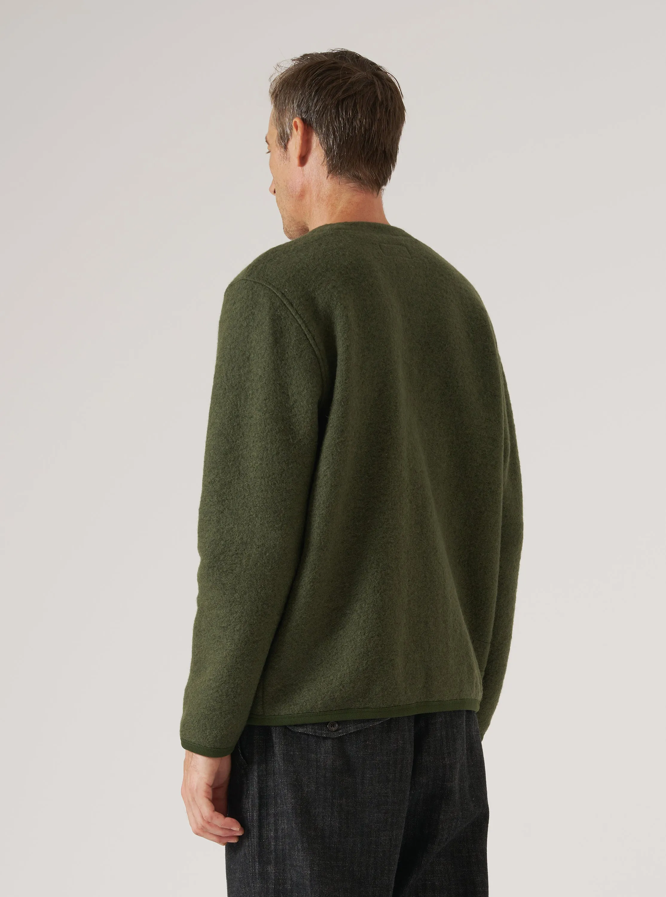 Olive Wool Fleece Cardigan sold by Universal Works product image thumbnail 3