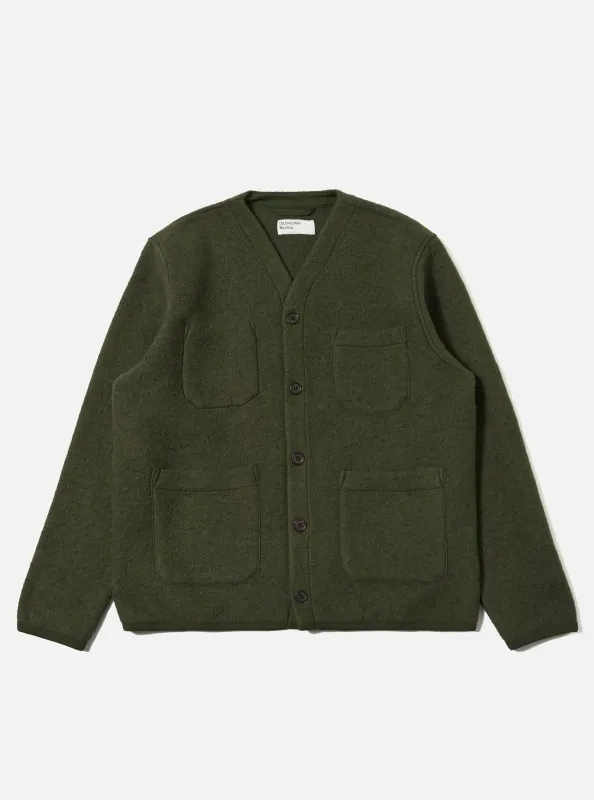 Olive Wool Fleece Cardigan sold by Universal Works