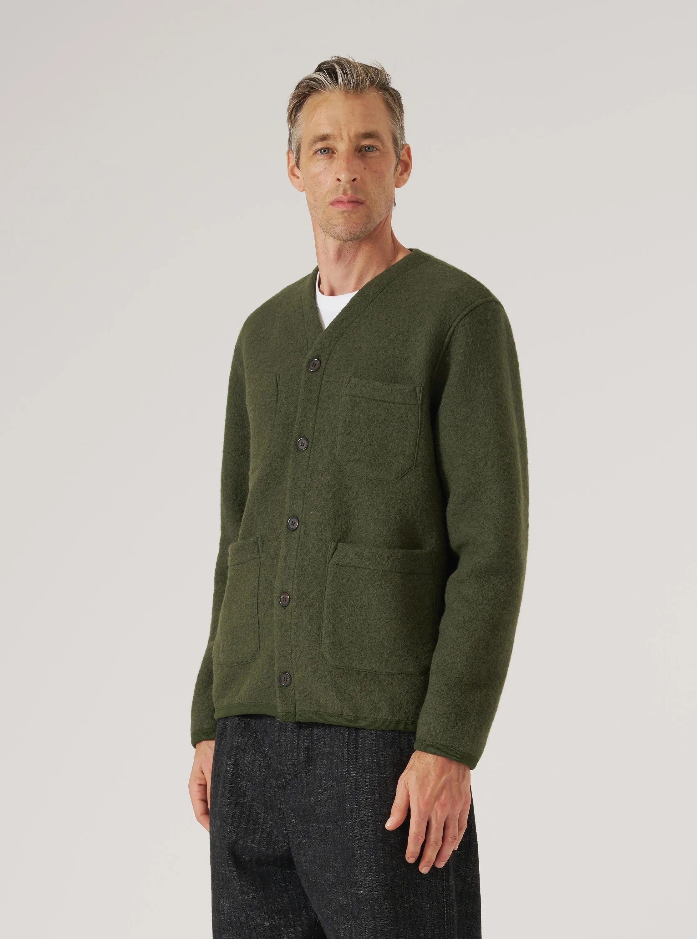Olive Wool Fleece Cardigan sold by Universal Works product image thumbnail 2