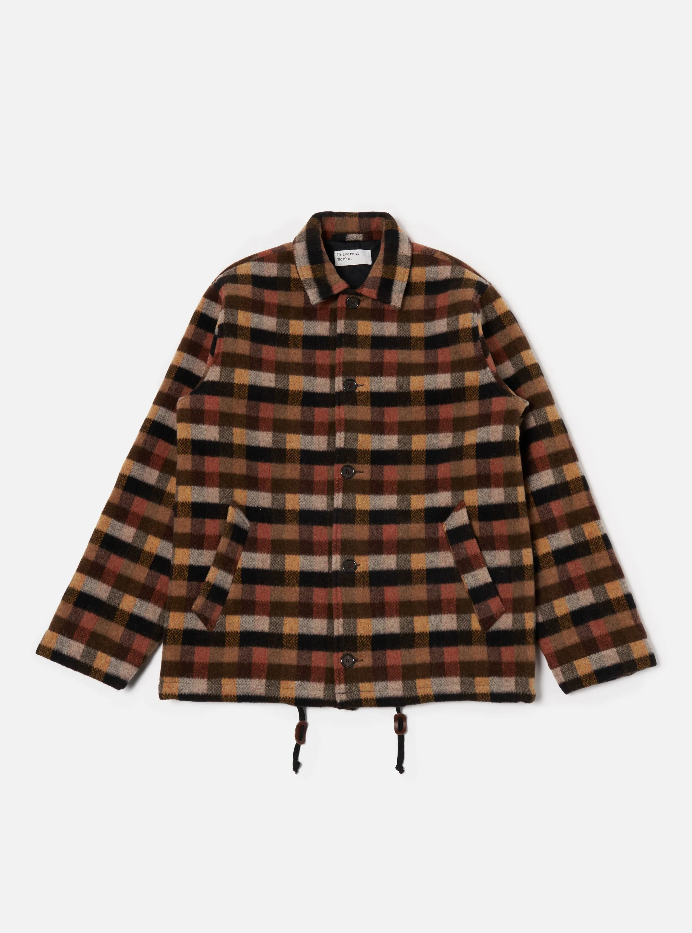 Brown Merino Checkerboard Wayfarer Jacket sold by Universal Works
