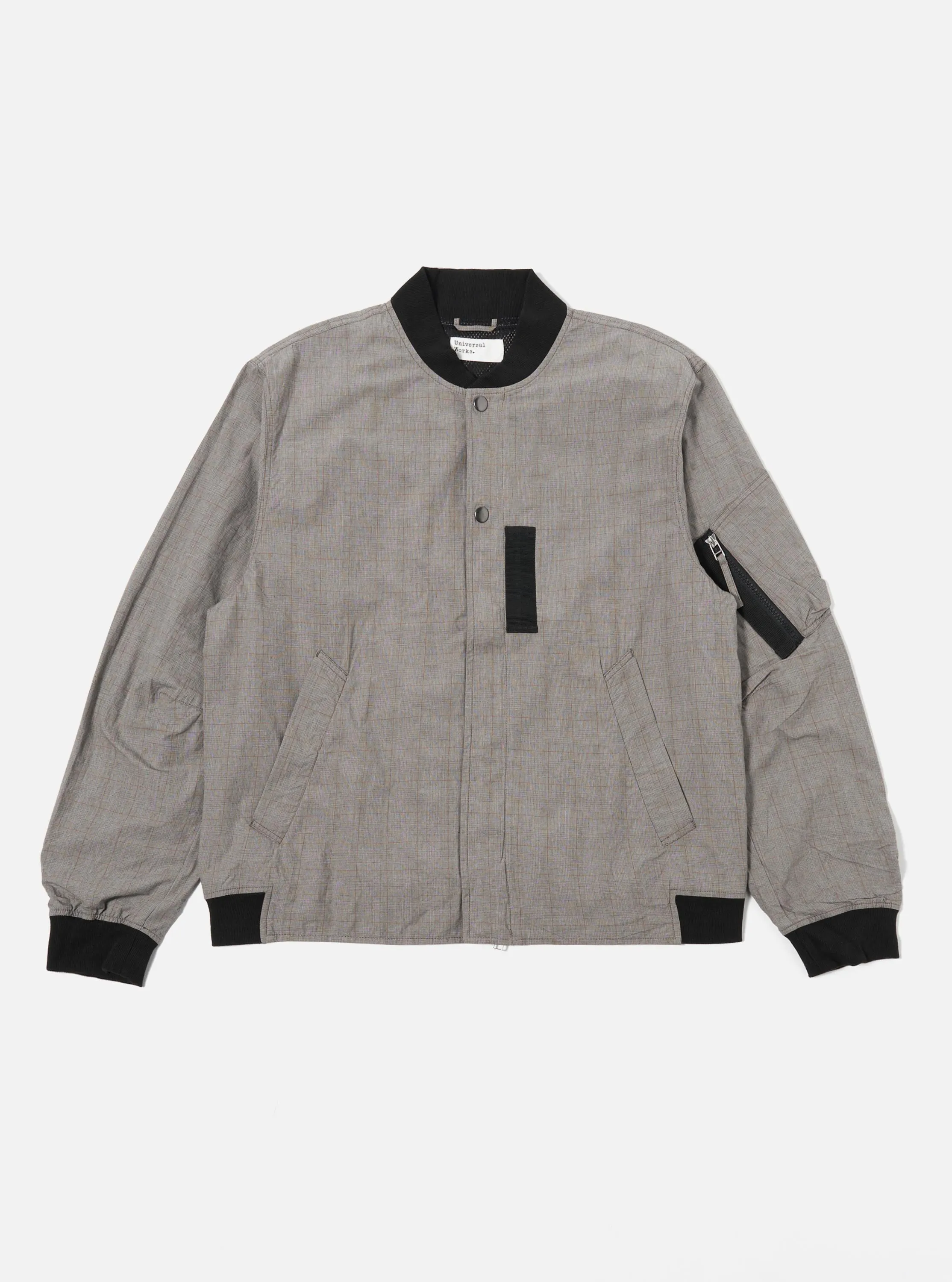 Grey Brown Wales Glen Check NS Bomber Jacket sold by Universal Works