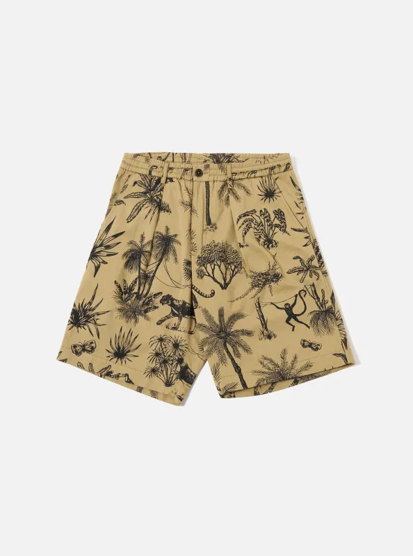 Sand Jungle Toile Twill Pleated Track Short sold by Universal Works