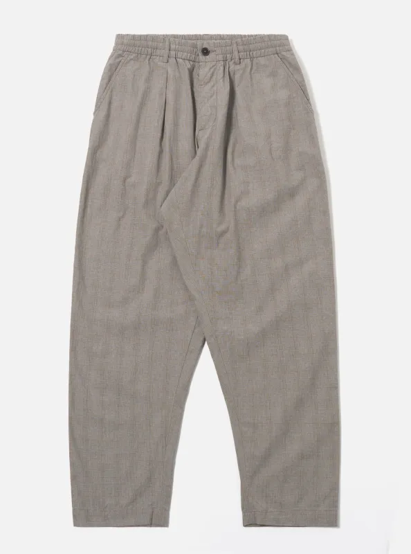 Grey Brown Wales Glen Check Pleated Track Pant sold by Universal Works