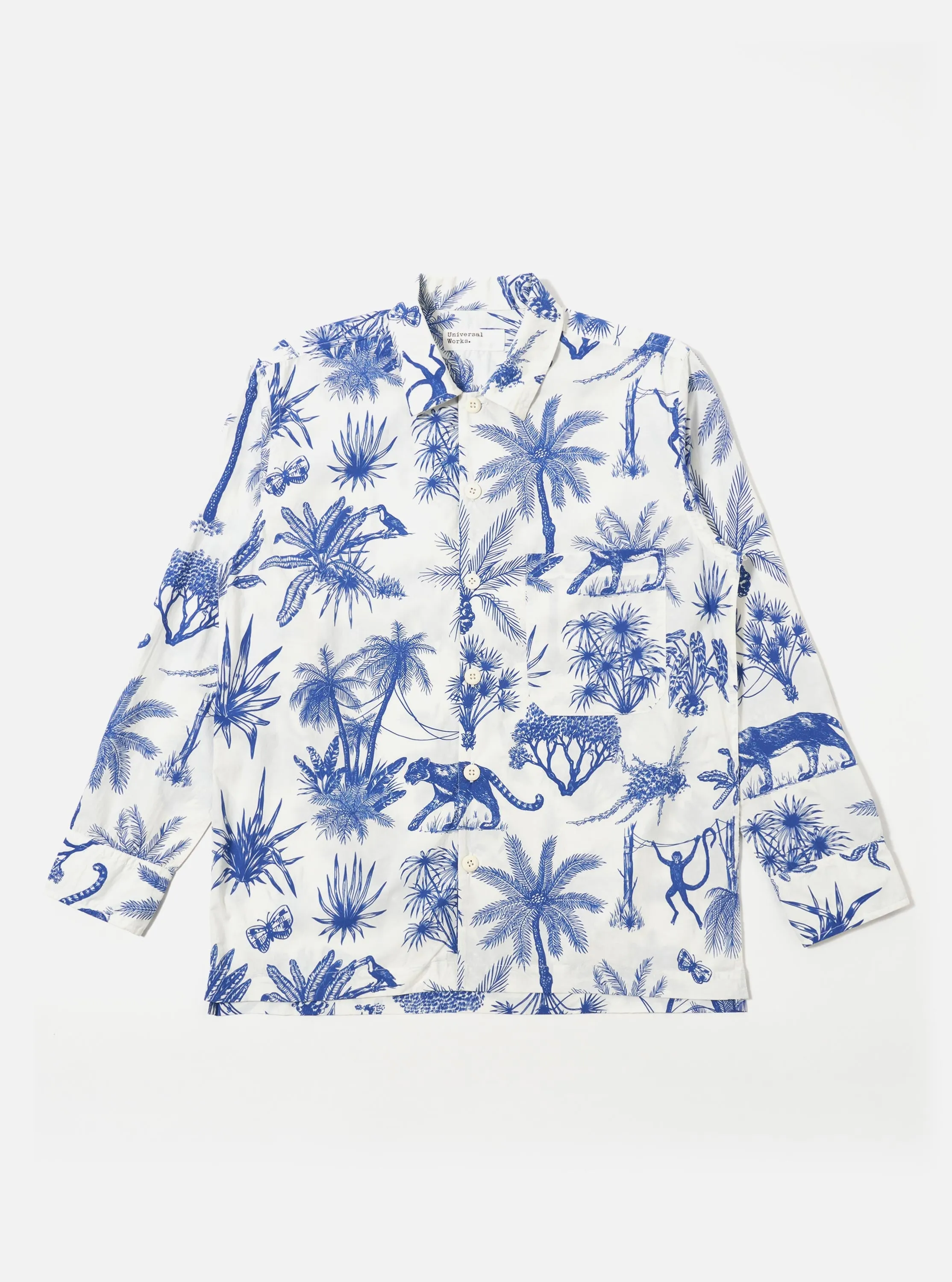 White Jungle Toile Poplin Fatigue Shirt sold by Universal Works
