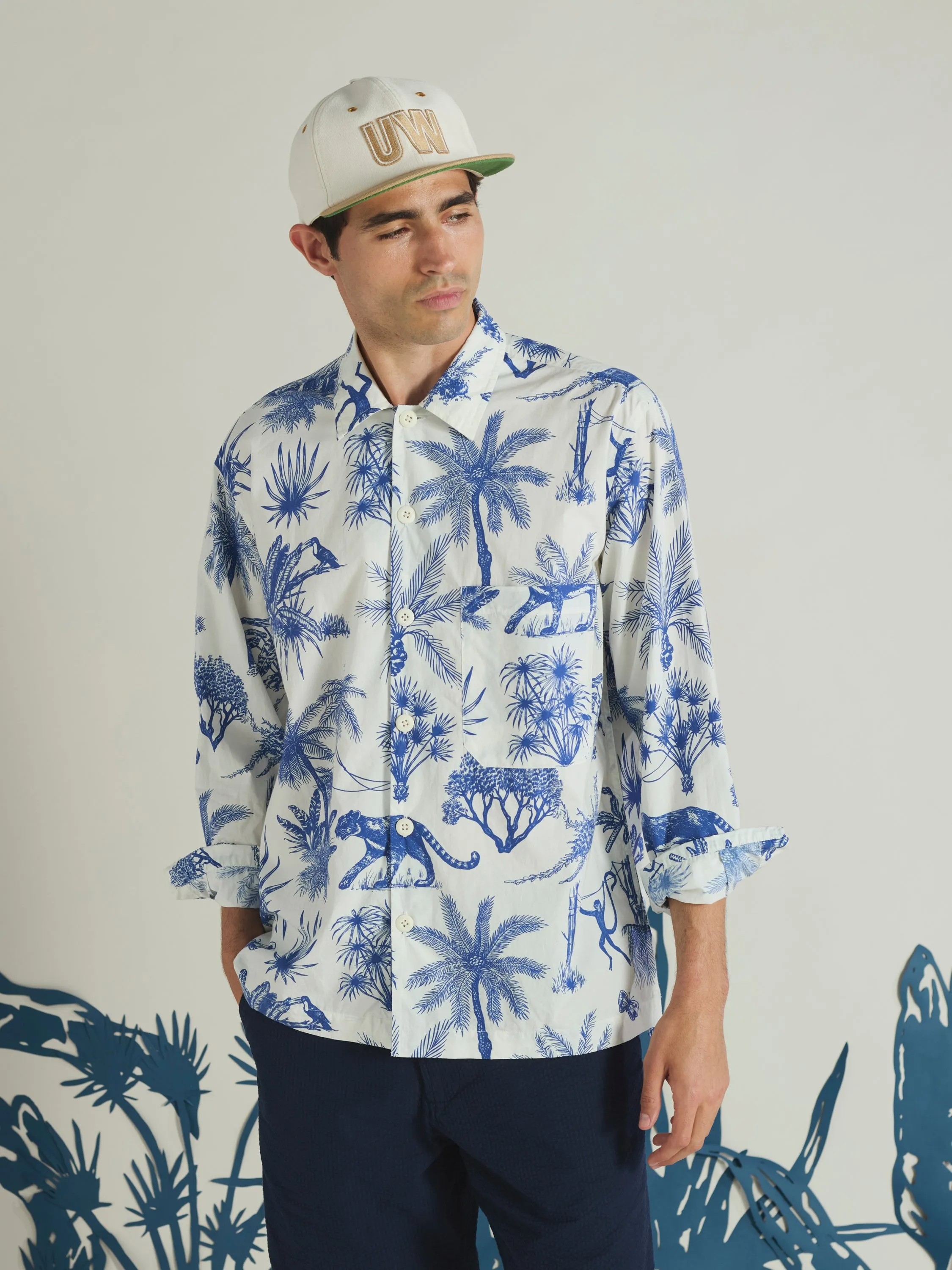 White Jungle Toile Poplin Fatigue Shirt sold by Universal Works product image thumbnail 2