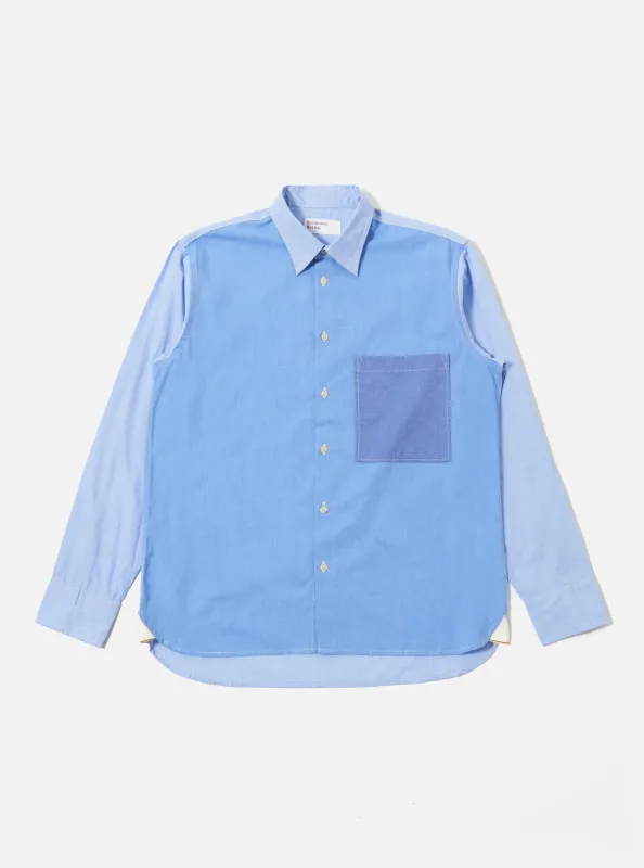 Sky/Blue Fil A Fil Mixed Square Pocket Shirt sold by Universal Works