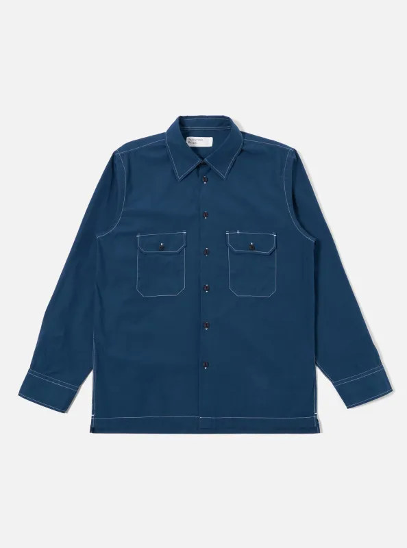 Navy Organic Fine Poplin CPO Shirt sold by Universal Works