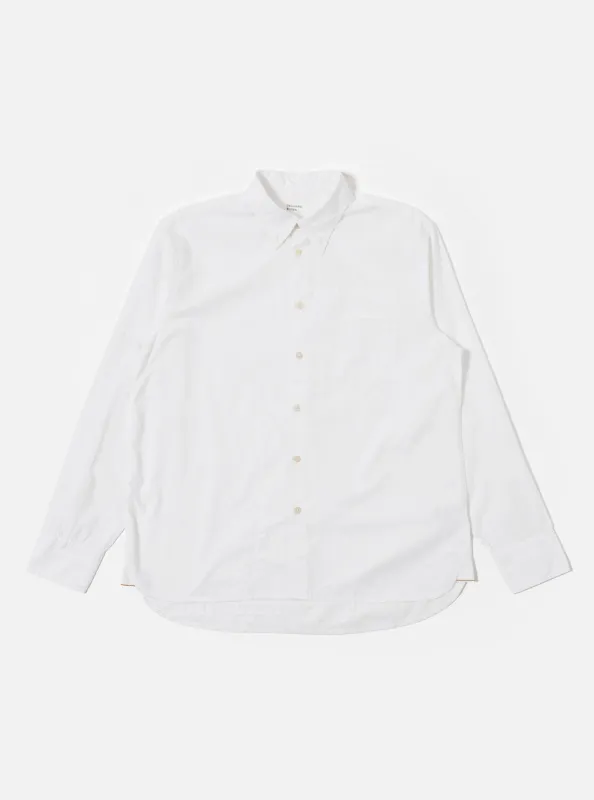 White Poplin Patched Lazy Day Shirt made by Universal Works