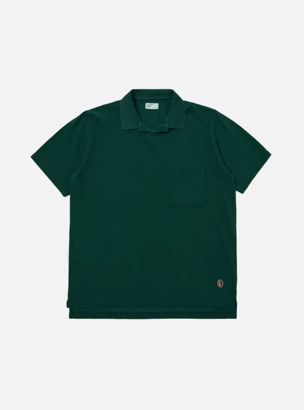 Green Piquet Vacation Polo made by Universal Works