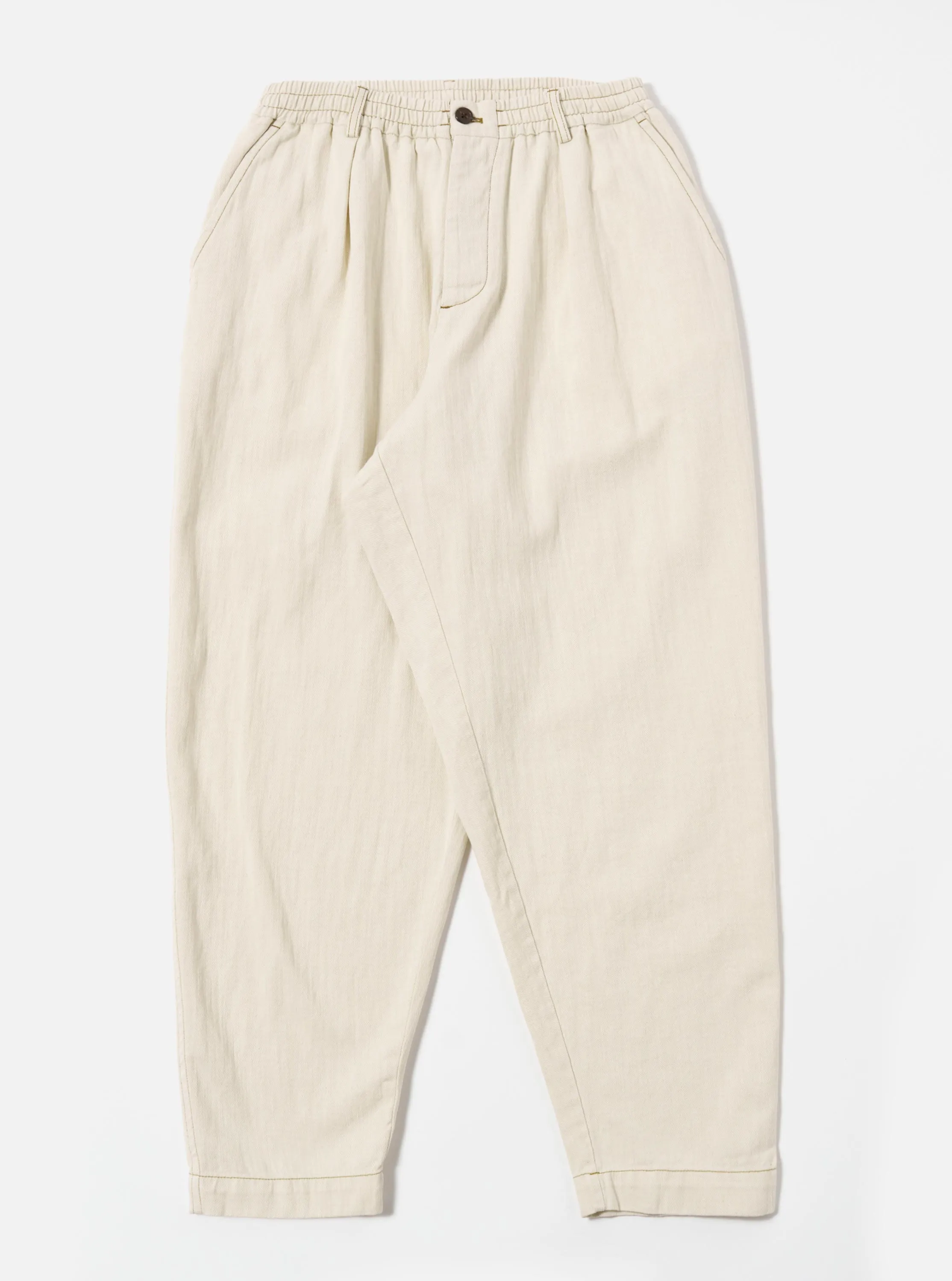 Ecru Koko Cotlin Pleated Track Pant sold by Universal Works