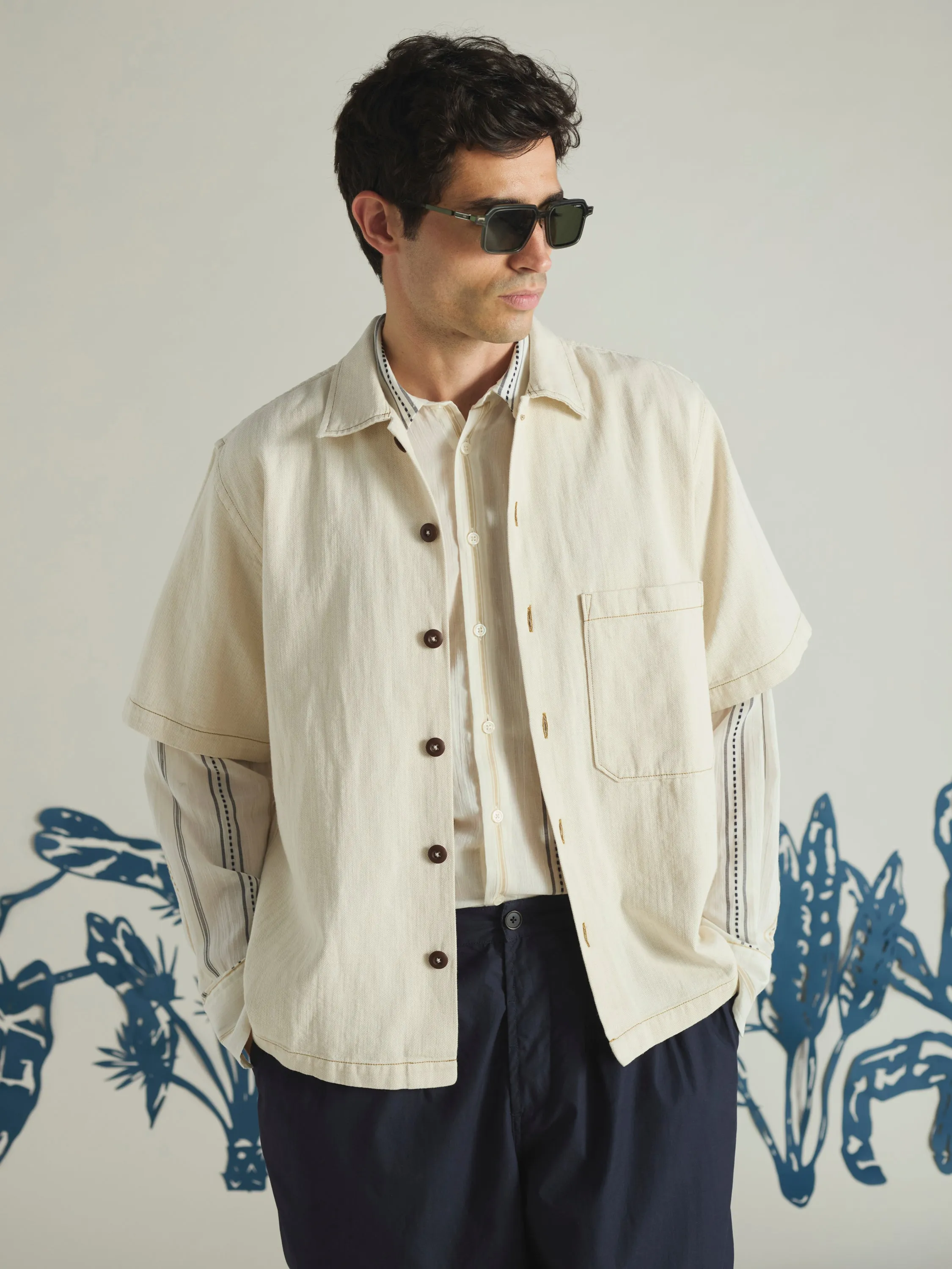 Ecru Koko Cotlin S/S Fatigue Shirt sold by Universal Works product image thumbnail 2