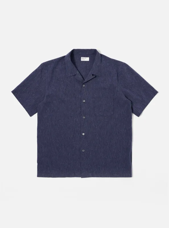 Navy Sido Linen Mix Road Shirt sold by Universal Works