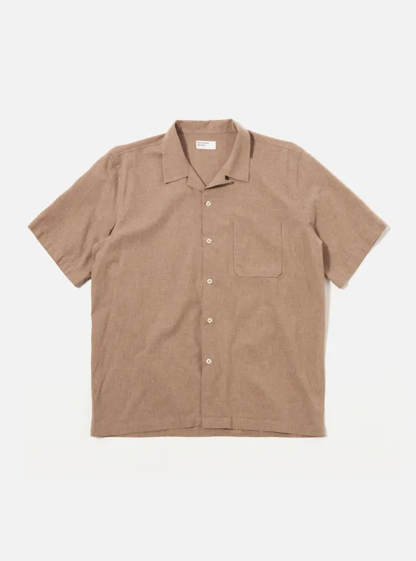 Brown Sido Linen Mix Road Shirt sold by Universal Works