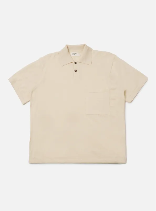 Ecru Woolcot Bio S/S Pullover Knit Shirt II made by Universal Works