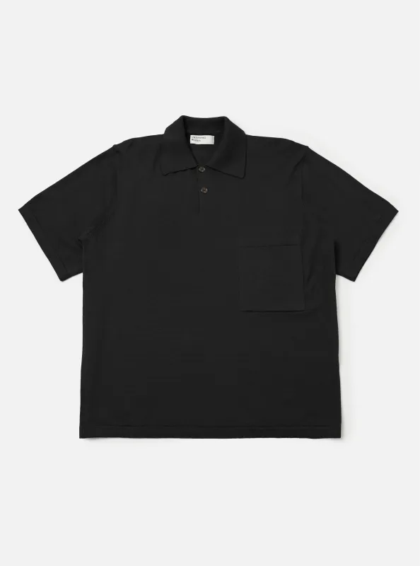 Black Woolcot Bio S/S Pullover Knit Shirt II made by Universal Works