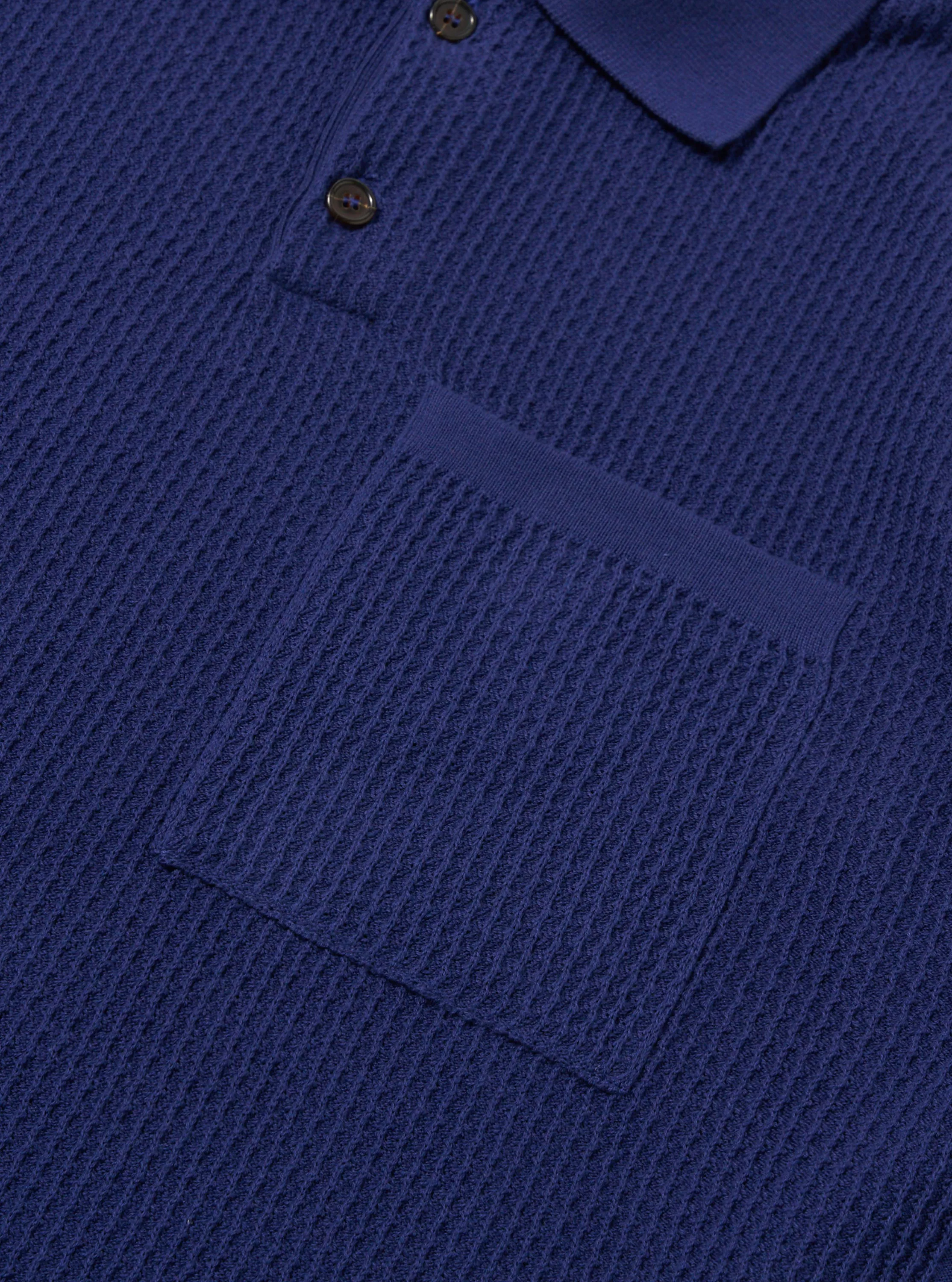 Navy Fine Texture Tricot S/S Knit Polo sold by Universal Works product image thumbnail 4
