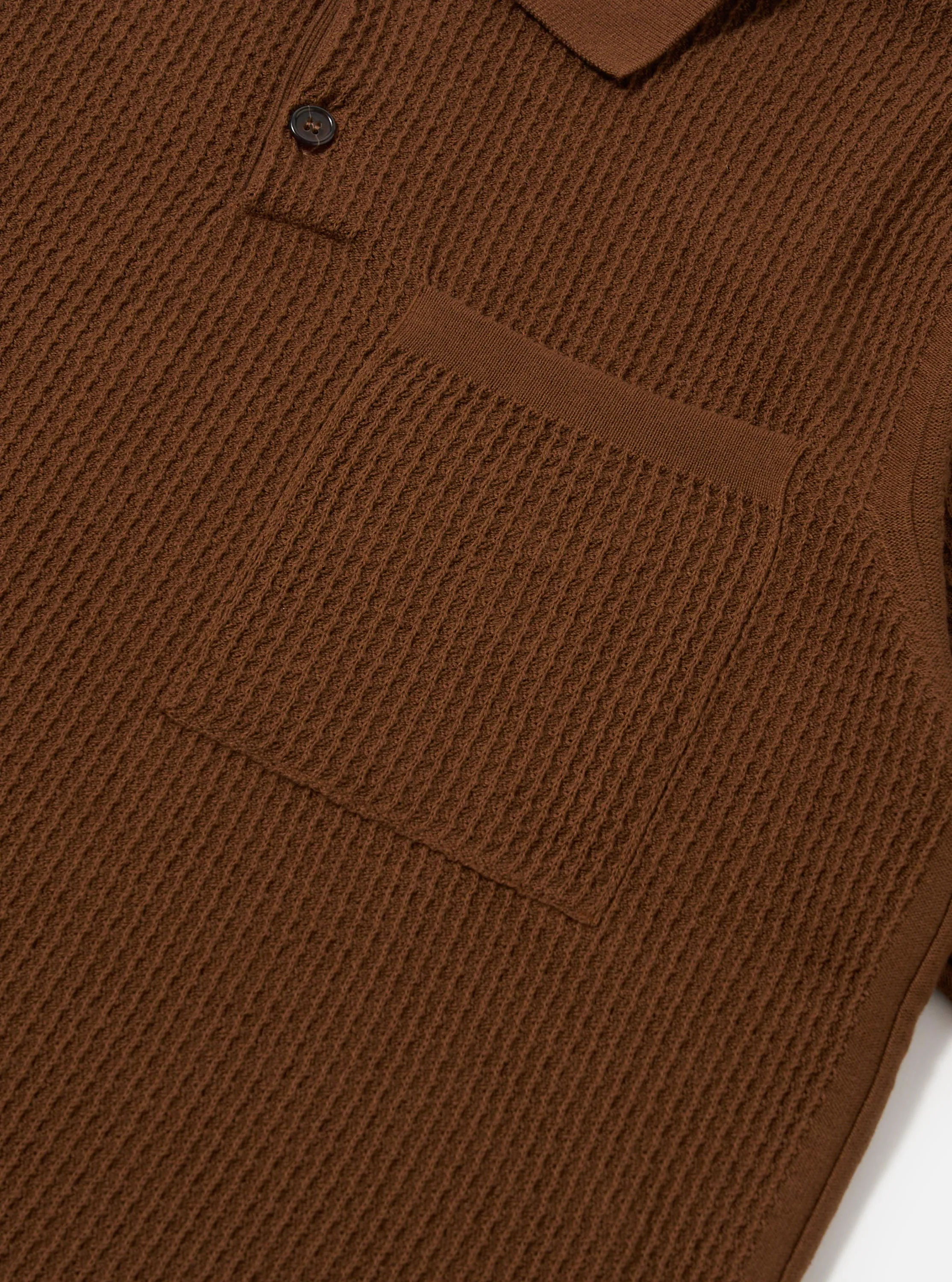 Brown Fine Texture Tricot S/S Knit Polo sold by Universal Works product image thumbnail 4