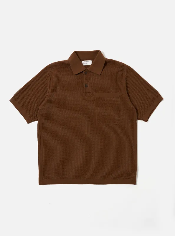 Brown Fine Texture Tricot S/S Knit Polo sold by Universal Works