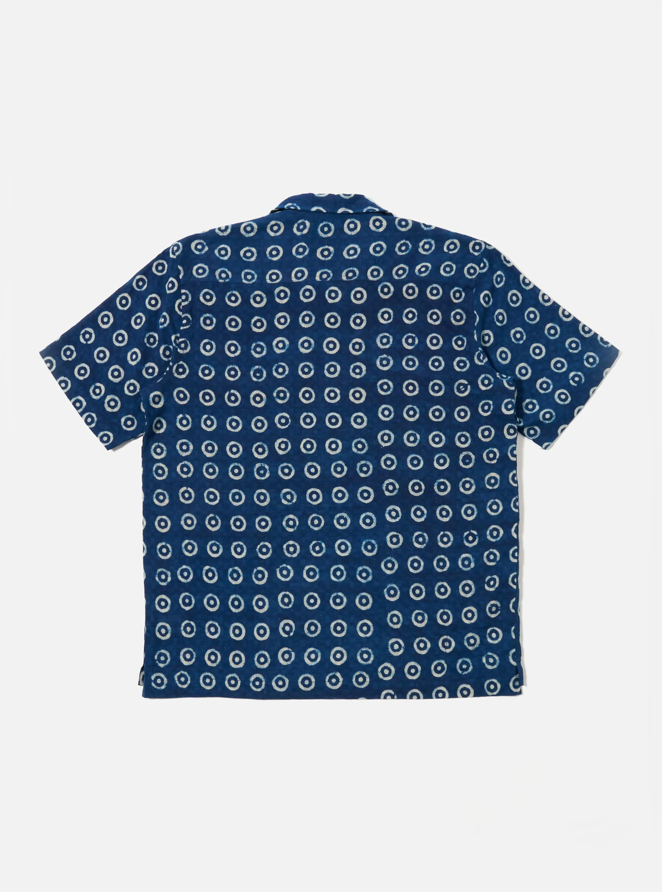 Indigo Block Print Circles Camper Shirt sold by Universal Works product image thumbnail 3