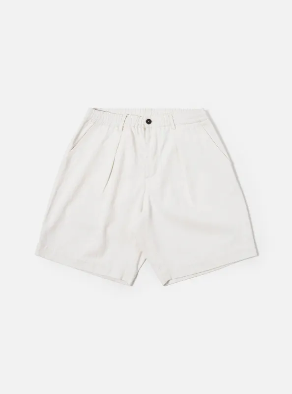 Ecru Slub Drill Pleated Track Short sold by Universal Works