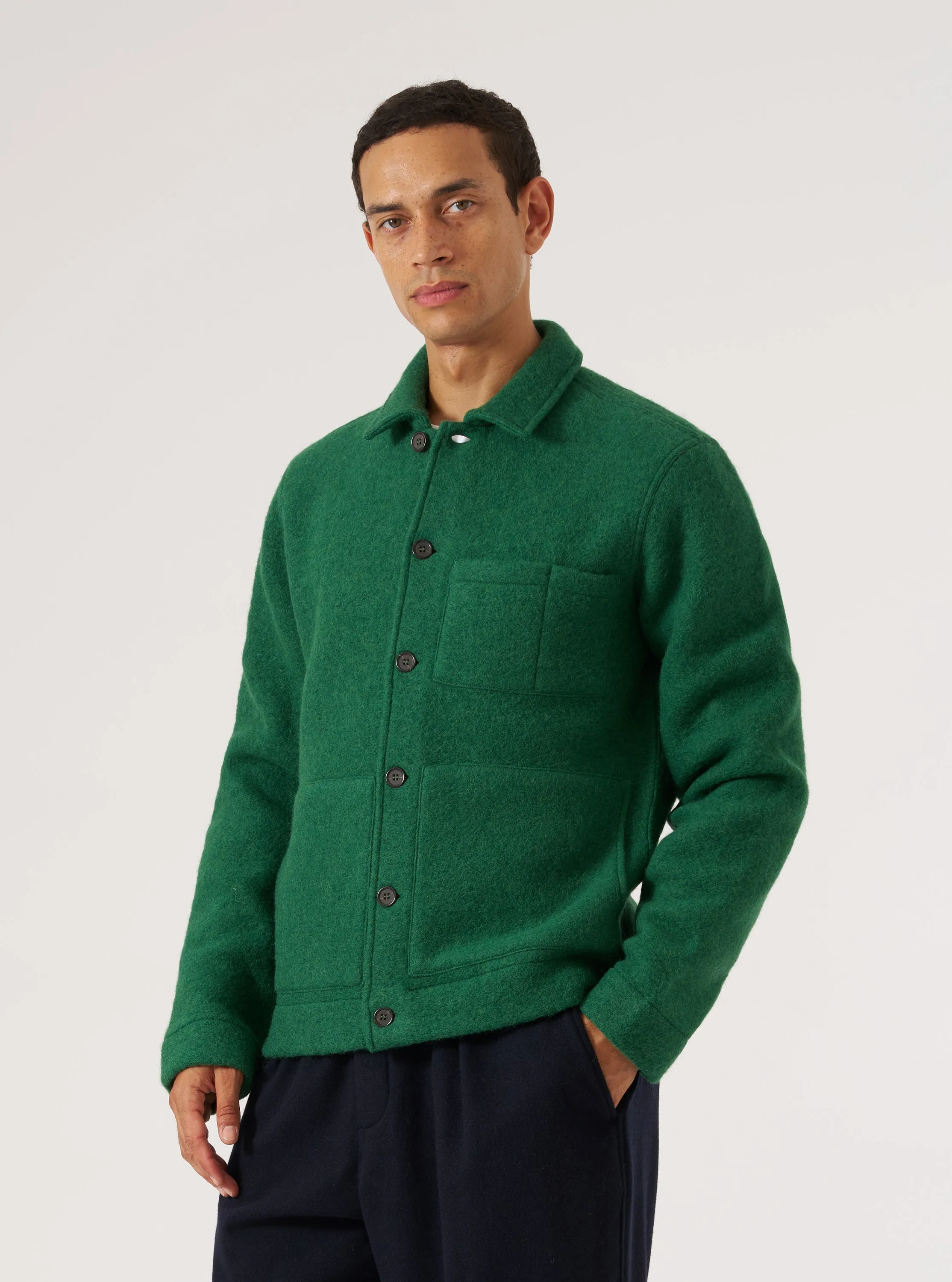 Green Wool Fleece Uniform Jacket sold by Universal Works product image thumbnail 2