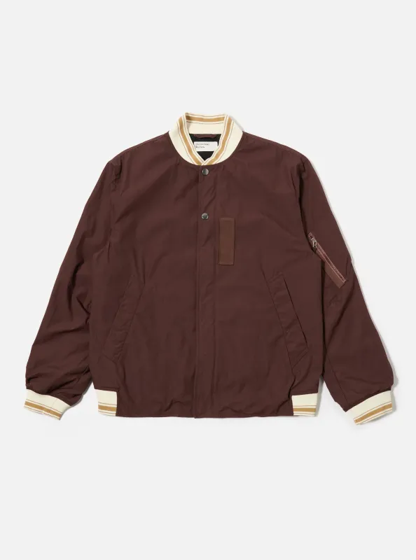 Brown Peached Poplin NS Bomber Jacket sold by Universal Works