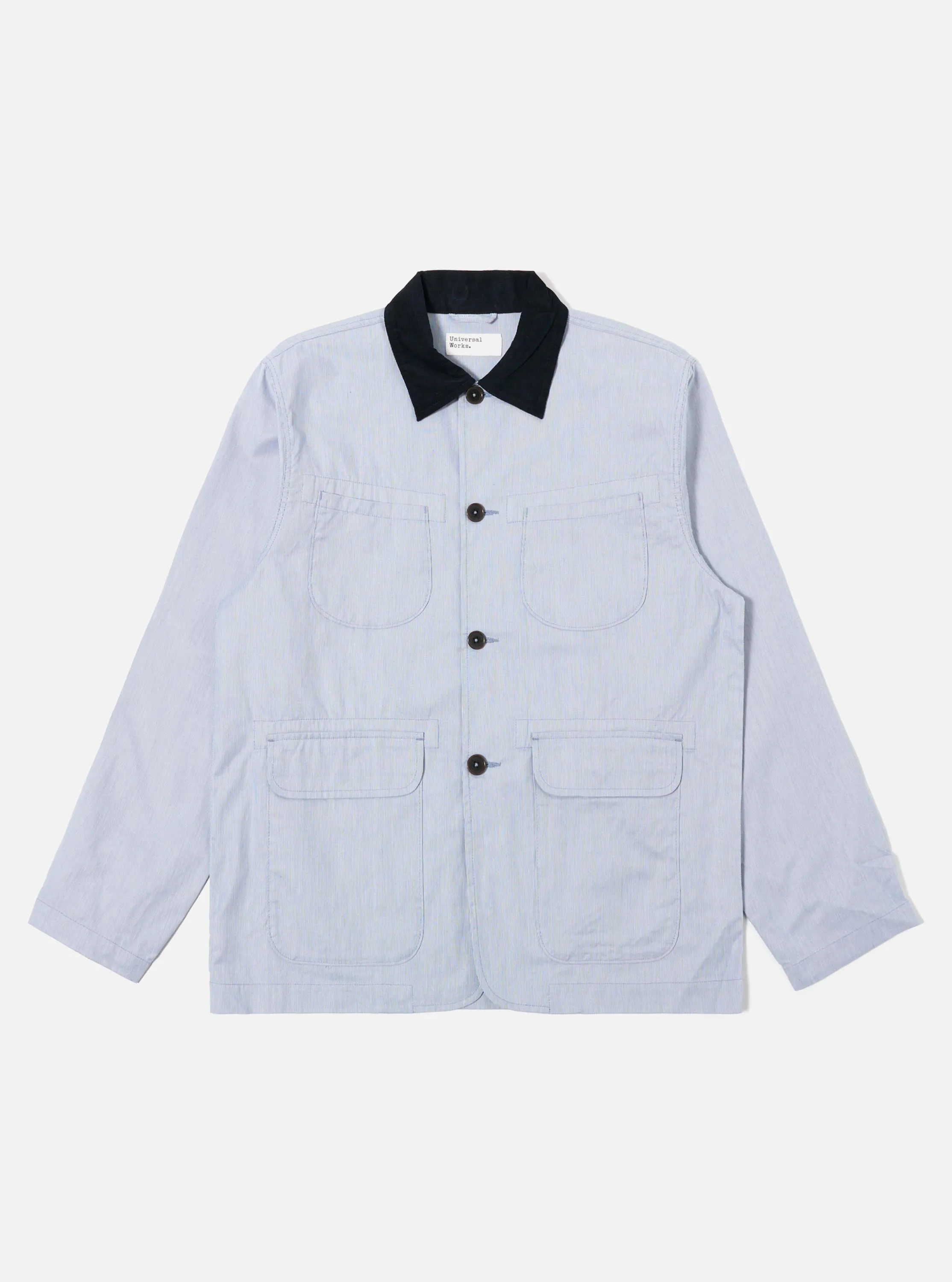 Navy Kennedy Stripe Labour Jacket sold by Universal Works