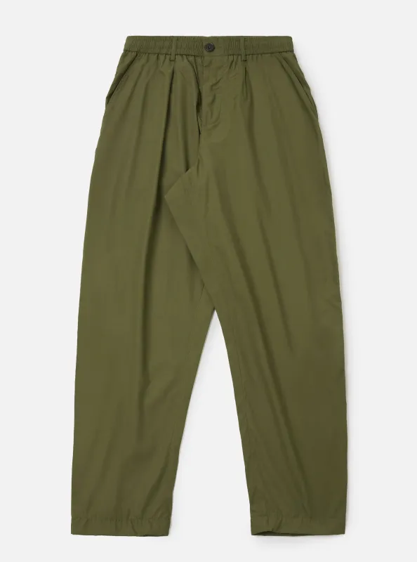 Olive Recycled Polytech Pleated Track Pant sold by Universal Works