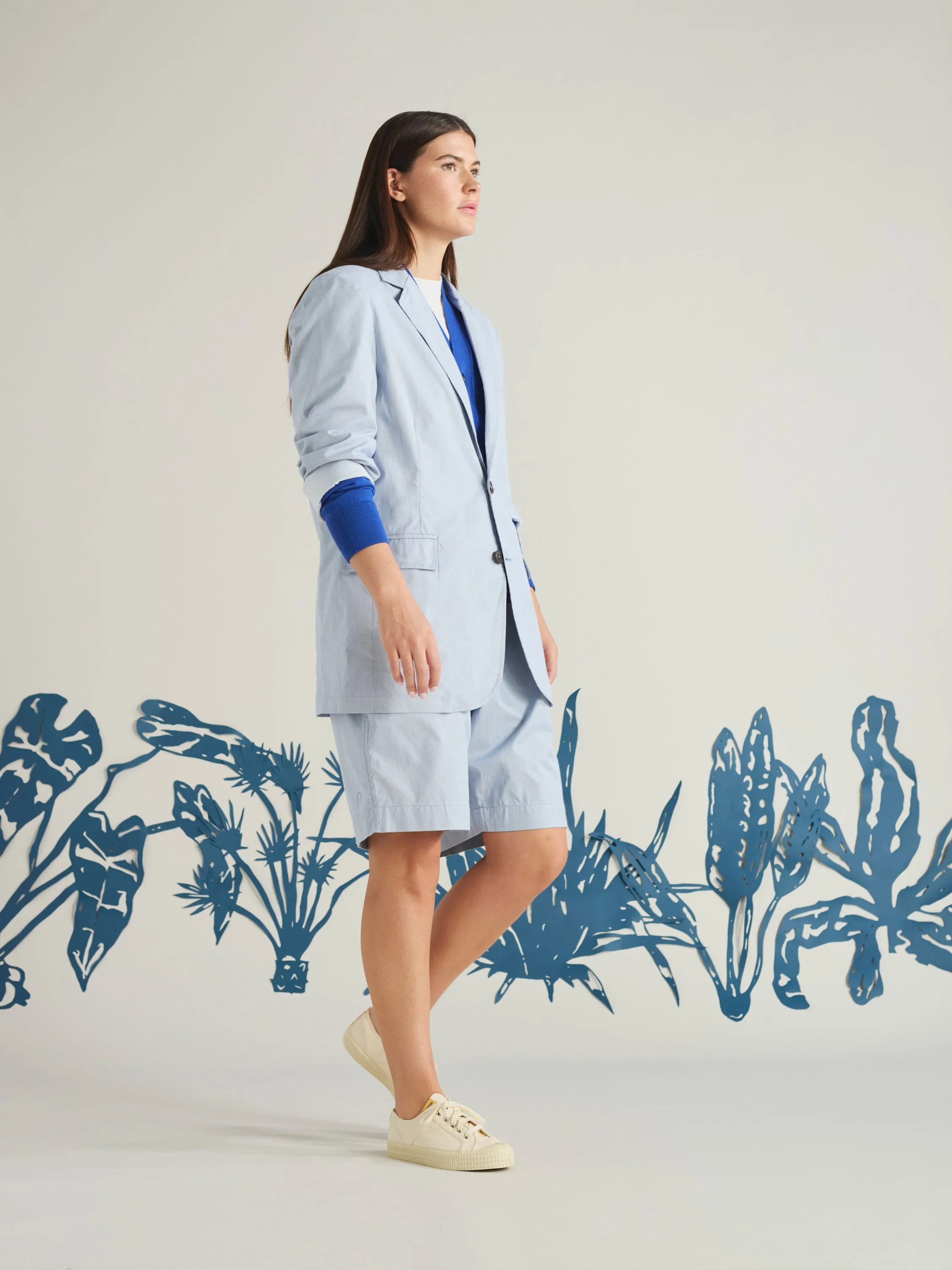 Navy Kennedy Stripe Pleated Track Short sold by Universal Works product image thumbnail 5