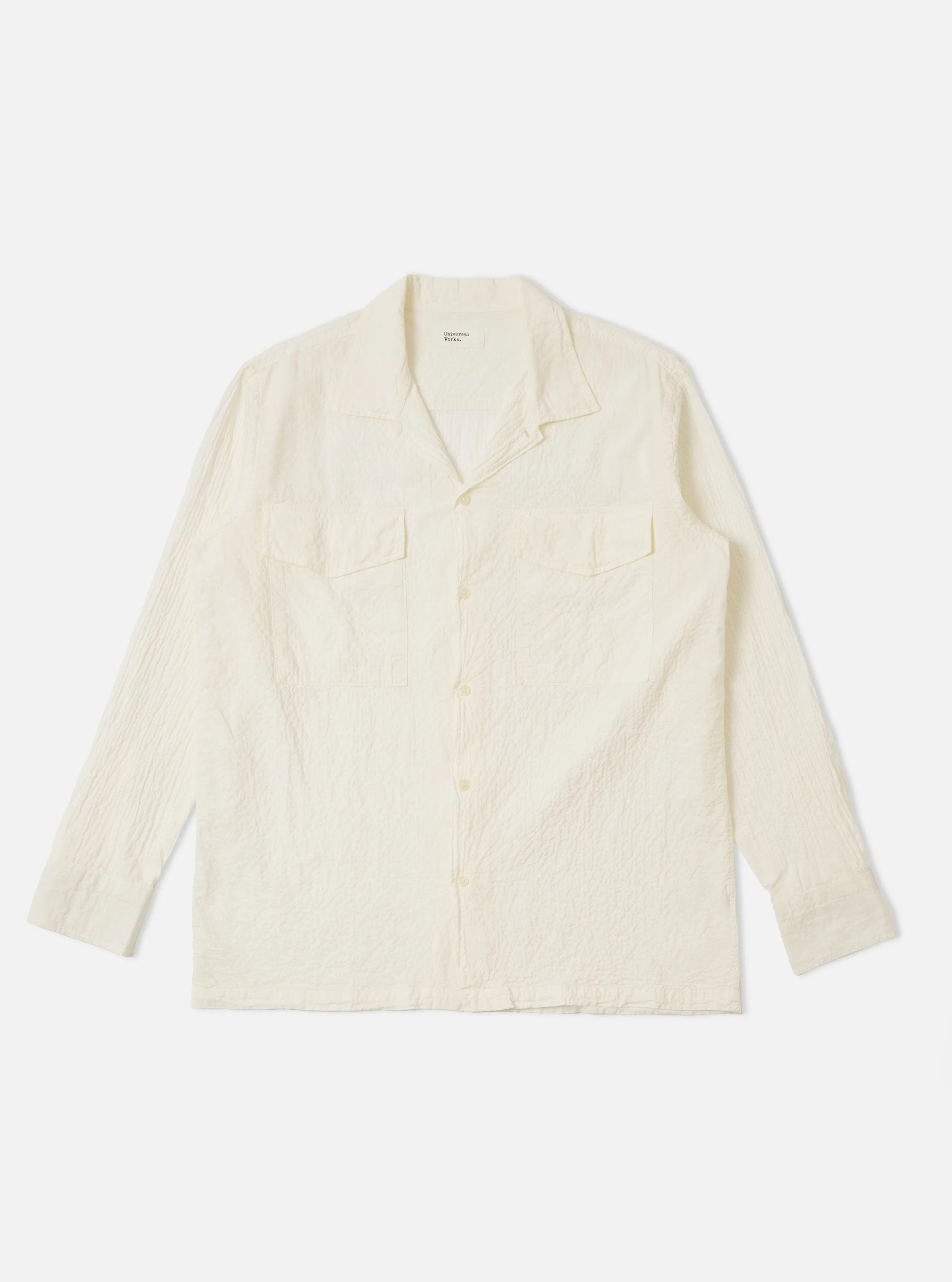 Ecru Arten Seersucker Attendant Shirt sold by Universal Works