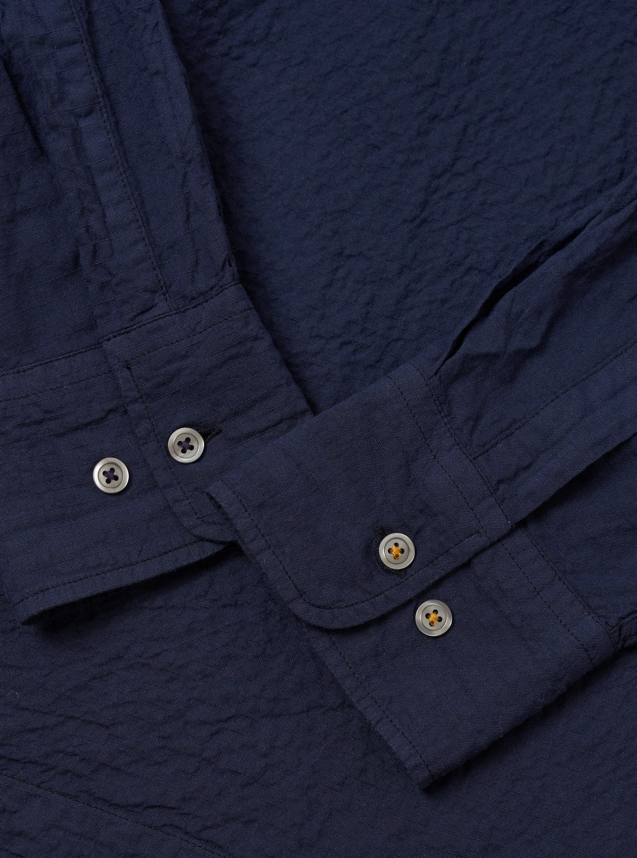 Navy Arten Seersucker Attendant Shirt sold by Universal Works product image thumbnail 5