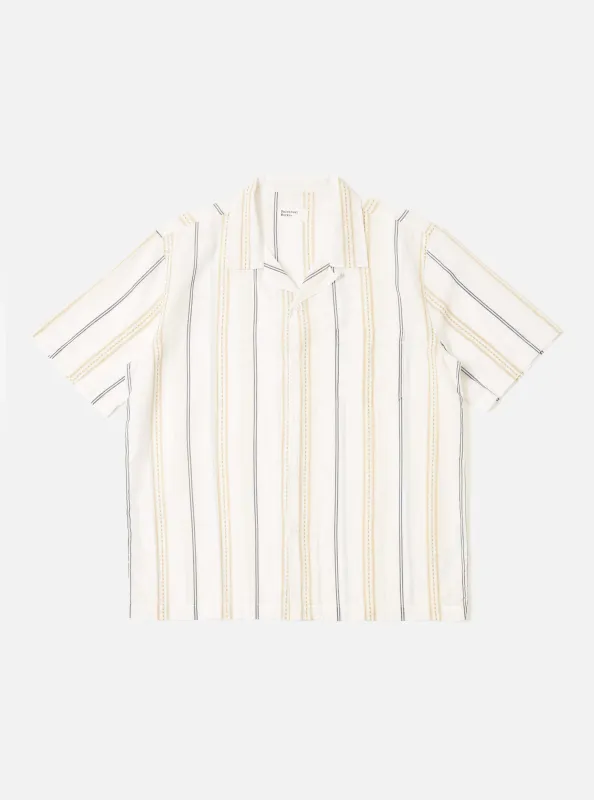 Ecru/Navy/Sand Hendrix Stripe Road Shirt sold by Universal Works