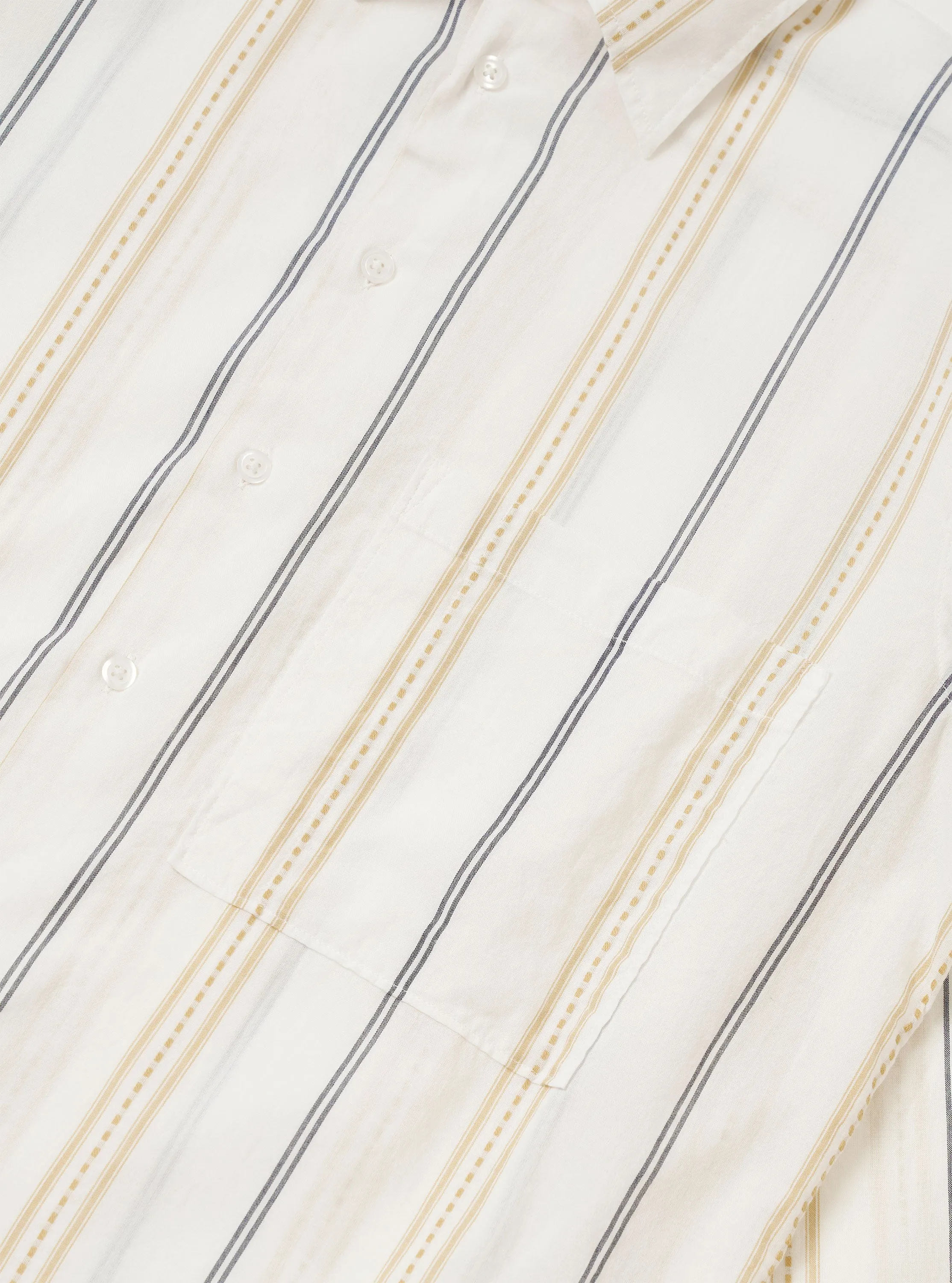 Ecru/Navy/Sand Hendrix Stripe Square Pocket Shirt sold by Universal Works product image thumbnail 4