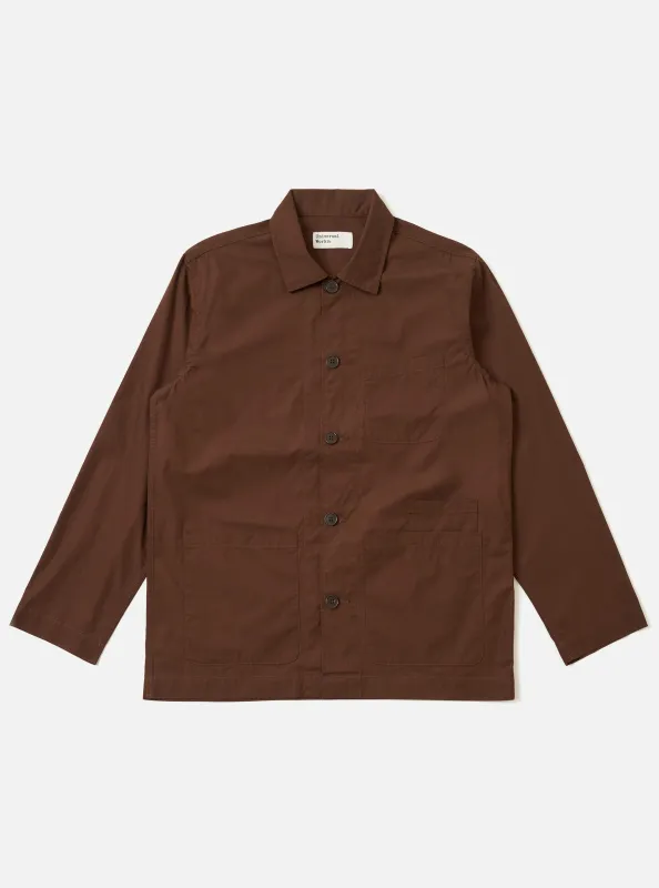 Brown Peached Poplin Bakers Overshirt sold by Universal Works