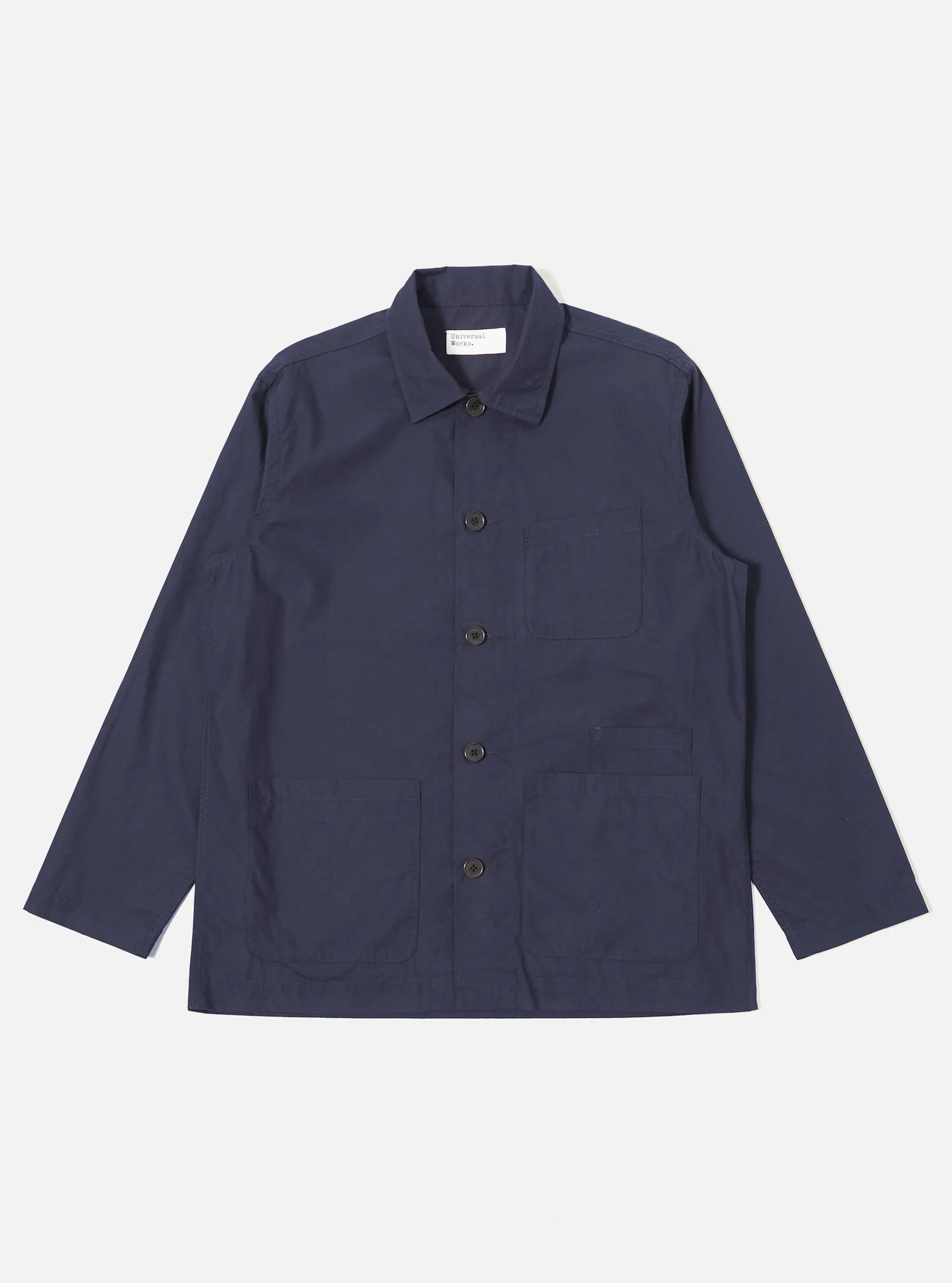 Navy Peached Poplin Bakers Overshirt sold by Universal Works