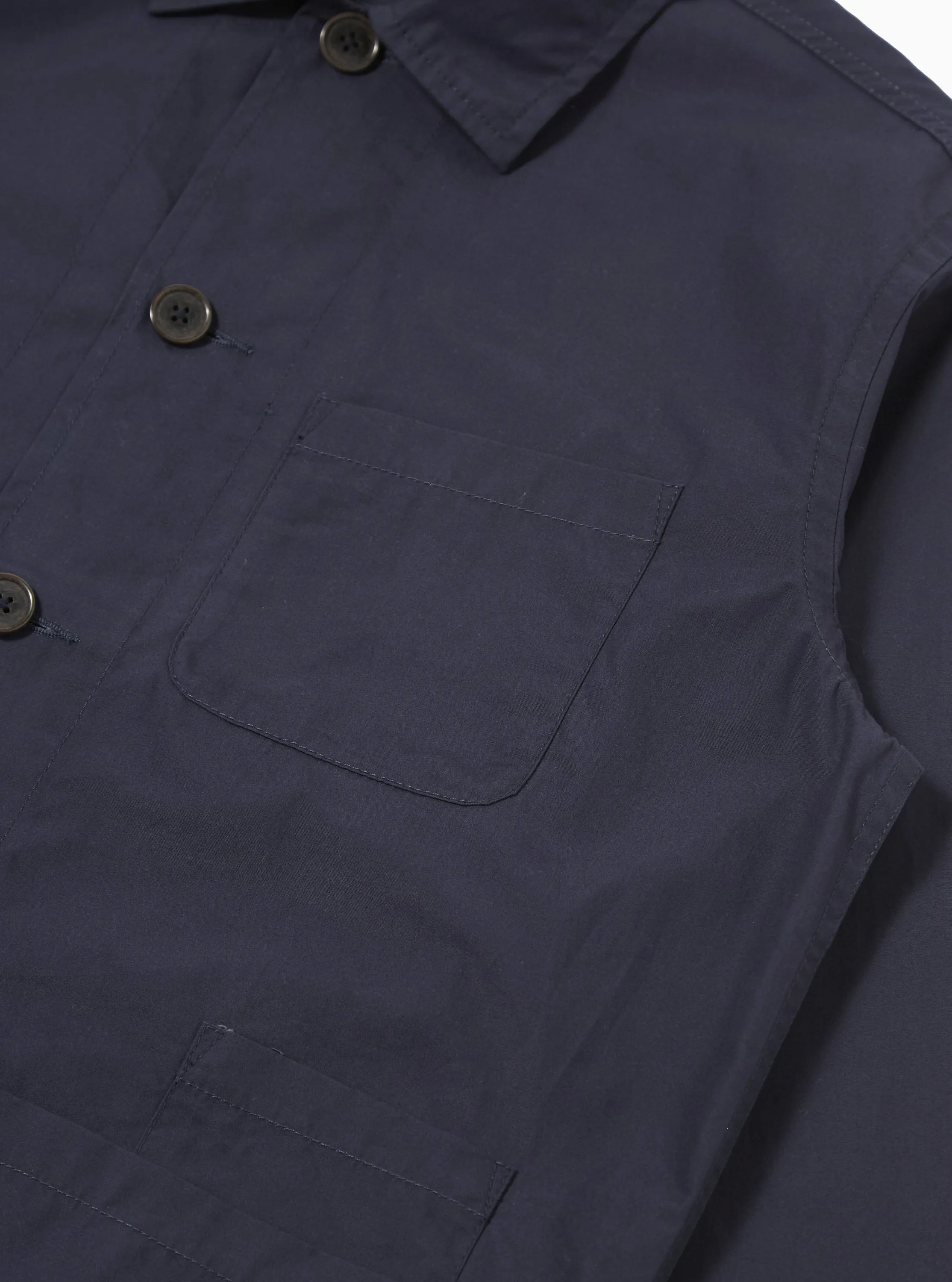 Navy Peached Poplin Bakers Overshirt sold by Universal Works product image thumbnail 4