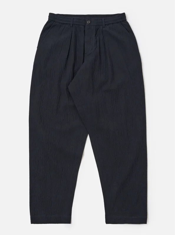 Dark Navy Ospina Cotton Pleated Track Pant sold by Universal Works